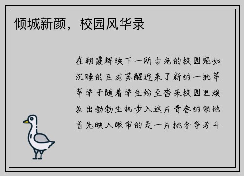 倾城新颜，校园风华录